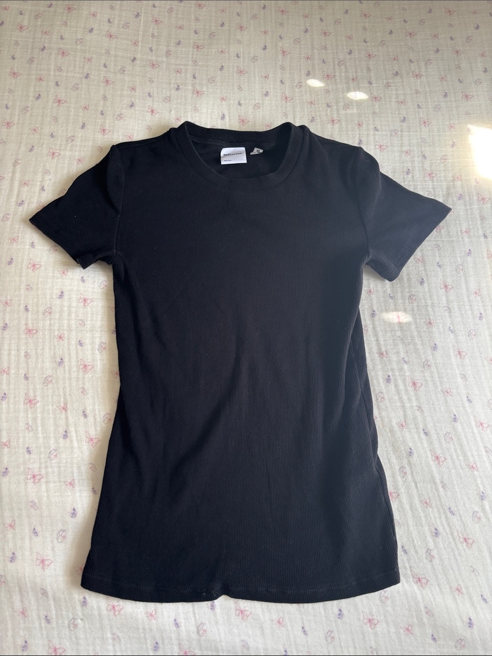 Aritzia Black Short Sleeve Ribbed Tee